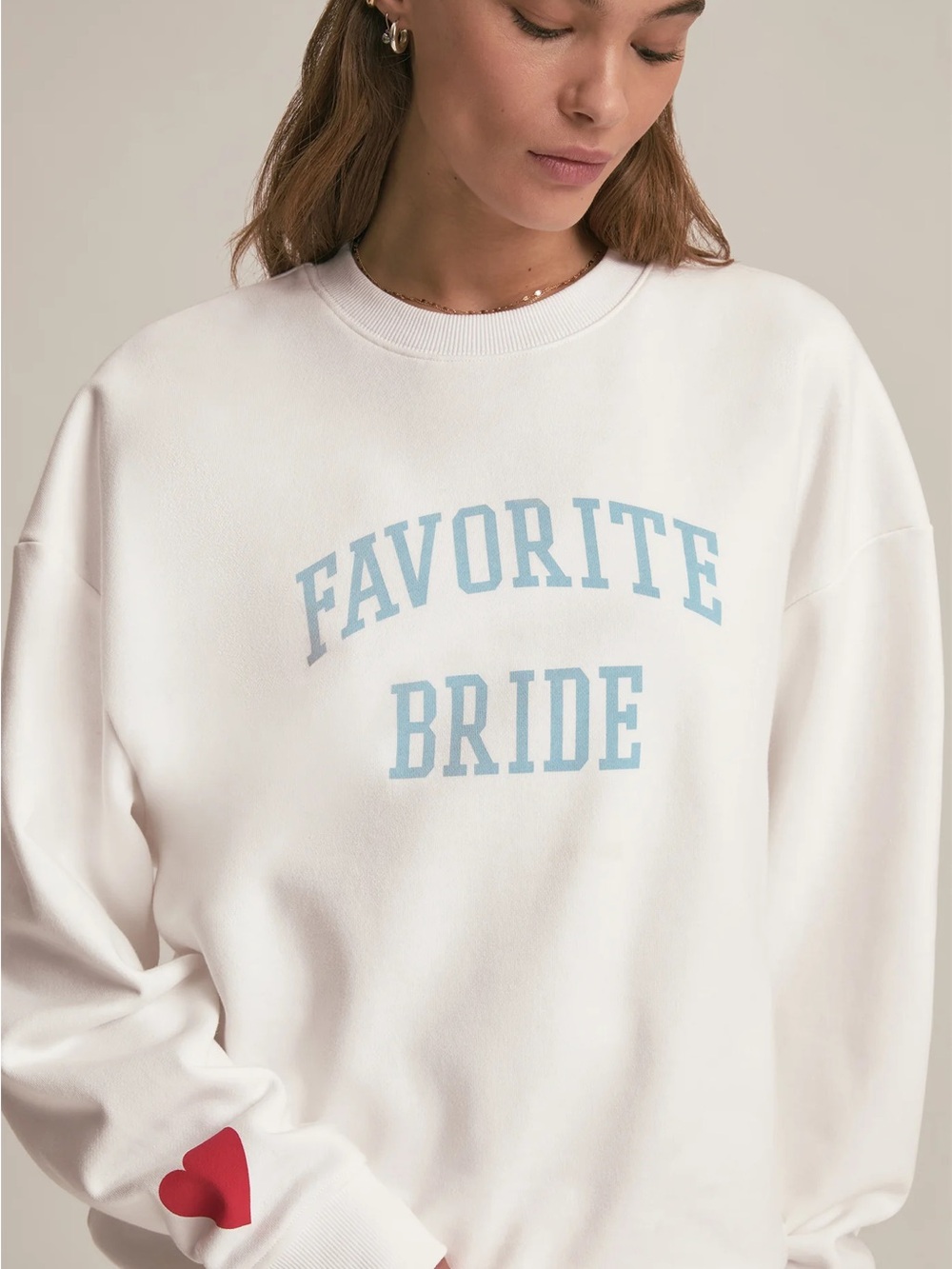 Favorite Bride Crewneck Sweatshirt - White/Light Blue